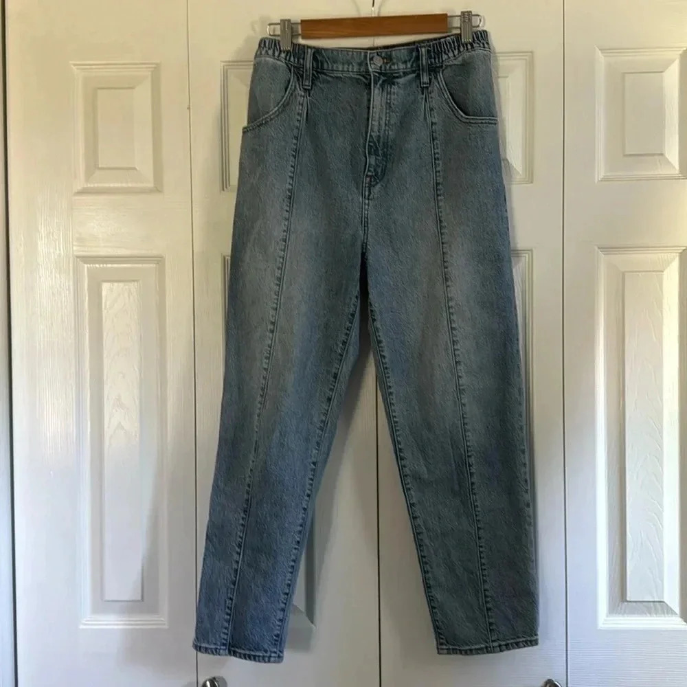 Madewell High Waisted Elastic Synch Waist Baggy Jeans Light Wash Size 29